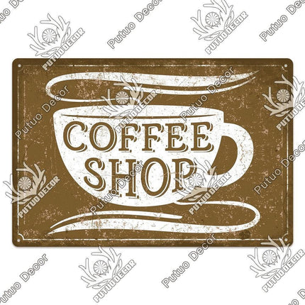 Retro Coffee Metal Sign - Chic Wall Decor for Kitchen, Cafe, or Bar - Très Elite