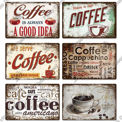 Retro Coffee Metal Sign - Chic Wall Decor for Kitchen, Cafe, or Bar - Très Elite