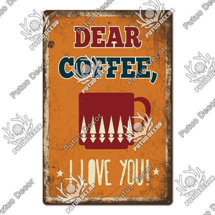 Retro Coffee Metal Sign - Chic Wall Decor for Kitchen, Cafe, or Bar - Très Elite