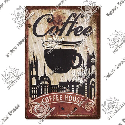 Retro Coffee Metal Sign - Chic Wall Decor for Kitchen, Cafe, or Bar - Très Elite