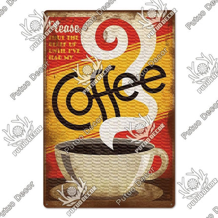 Retro Coffee Shop Metal Sign - Nostalgic Wall Art for Home Décor and Gifting - Très Elite
