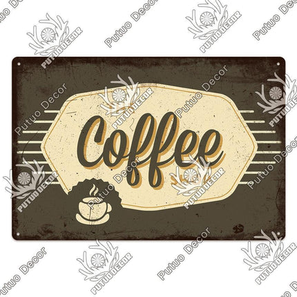 Retro Coffee Shop Metal Sign - Nostalgic Wall Art for Home Décor and Gifting - Très Elite