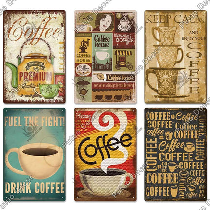 Retro Coffee Shop Metal Sign - Nostalgic Wall Art for Home Décor and Gifting - Très Elite