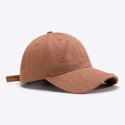 Retro Distressed Cotton Baseball Cap with Customizable Strap - Elevate Your Style