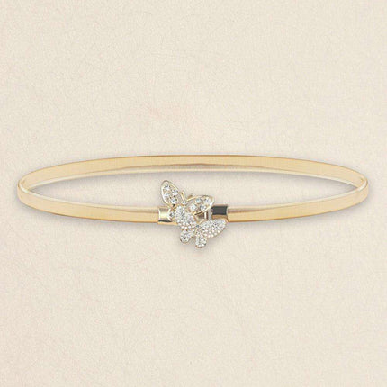 Rhinestone-Embellished Butterfly Adjustable Elastic Fashion Belt - Très Elite