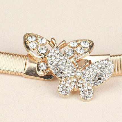 Rhinestone-Embellished Butterfly Adjustable Elastic Fashion Belt - Très Elite