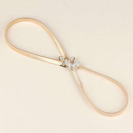 Rhinestone-Embellished Butterfly Adjustable Elastic Fashion Belt - Très Elite