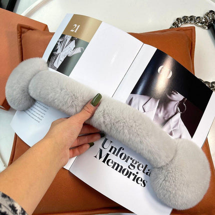 Rhinestone-Studded Luxurious Rex Rabbit Fur Ear Muffs: Chic Winter Essential for Women - Très Elite