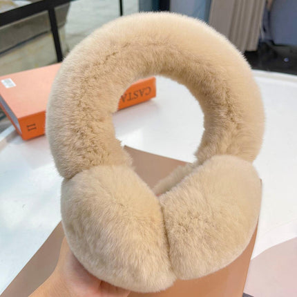 Rhinestone-Studded Luxurious Rex Rabbit Fur Ear Muffs: Chic Winter Essential for Women - Très Elite