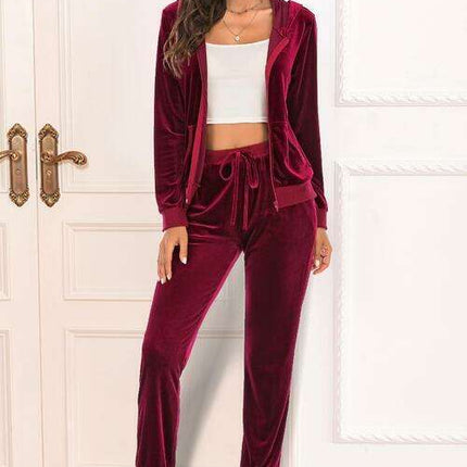 Ribbed Textured Hoodie and Jogger Set