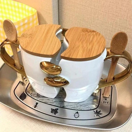 Romantic Connection Ceramic Mug Duo with Charming Accessories