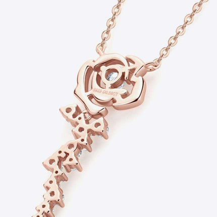 Rose Gold Floral Elegance Necklace with Sparkling Lab-Created Diamond Accents