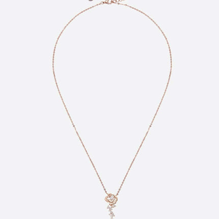 Rose Gold Floral Elegance Necklace with Sparkling Lab-Created Diamond Accents