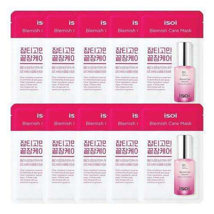 Rose Renewal Blemish Recovery Mask - Skin Brightening Treatment with Centella & Olive Leaf, 200ml, Set of 10.