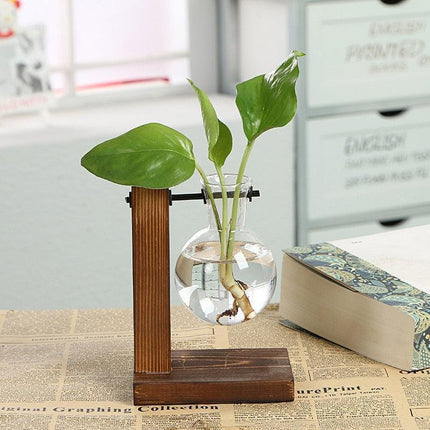 Rustic Vintage Wooden Terrarium - Stylish Vase for Indoor Plants and Bonsai - Très Elite
