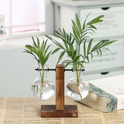 Rustic Vintage Wooden Terrarium - Stylish Vase for Indoor Plants and Bonsai - Très Elite