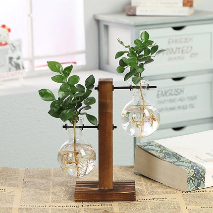 Rustic Vintage Wooden Terrarium - Stylish Vase for Indoor Plants and Bonsai - Très Elite