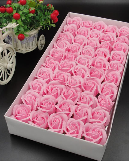 Blossoming Rose Soap Flower Collection - 50 Piece Set for Elegant Decor and Special Occasions