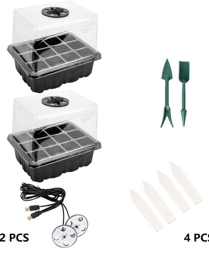 LED Seedling Starter Set with Humidity Control - Complete 5-Tray System for Enhanced Plant Growth