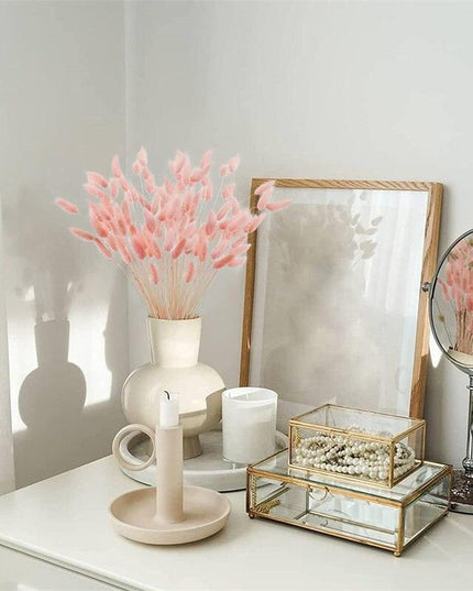 Whimsical Dried Bunny Tail Floral Arrangement - Elegant Home Decor