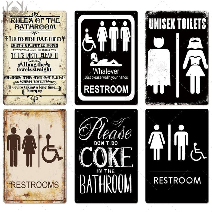 Vintage Inspired Metal Bathroom Sign - Personalized Retro Decor Plaque