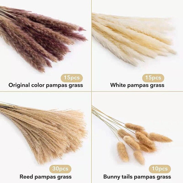 Charming 70-Piece Dried Floral and Reed Grass Collection for Versatile Decor