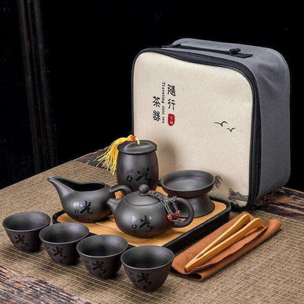 Serenity Sand Ceramic Kung Fu Tea Set for Harmonious Tea Experiences