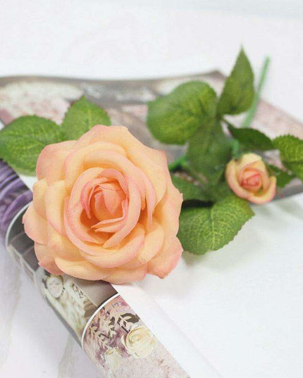 Eternal Elegance: Stunning Handcrafted Faux Latex Rose Branch for Timeless Décor