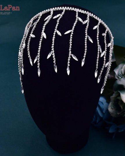 Elegant Silver Water Drop Rhinestone Bridal Headpiece
