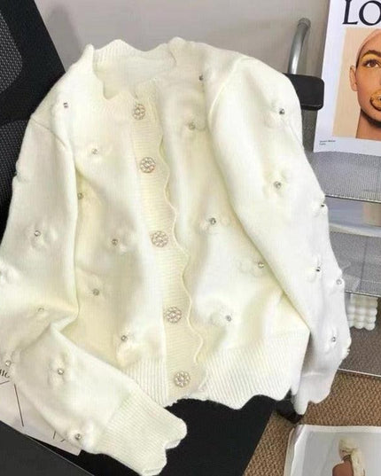 Timeless Elegance Vintage Knit Coat with Detailed Embroidery