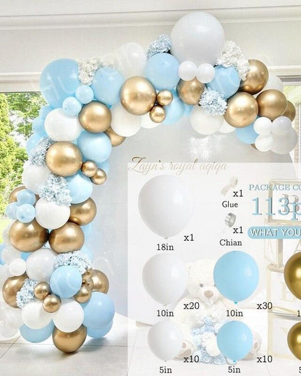 Elegant Blue Macaron Balloon Arch Kit - Transform Your Celebrations with Luxurious Style