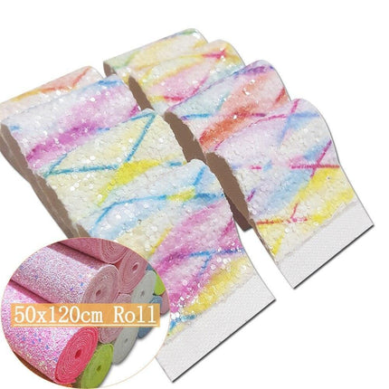 Glittering Rhombic Faux Leather Craft Roll - Ideal for Stylish Hair Accessories and Festive Creations