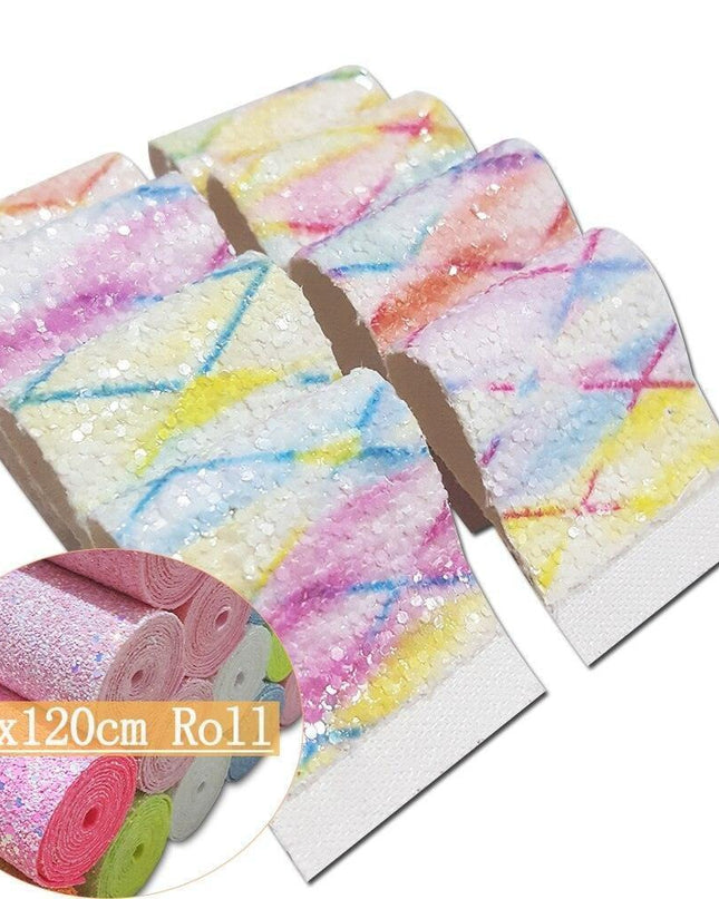 Glittering Rhombic Faux Leather Craft Roll - Ideal for Stylish Hair Accessories and Festive Creations