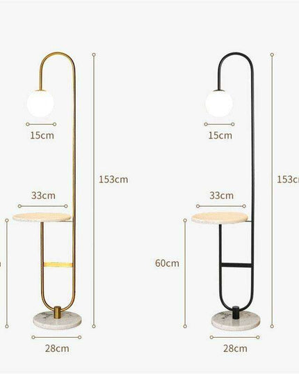 Nordic-Inspired LED Floor Lamp with Built-In Round Table for Modern Interiors