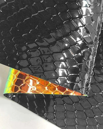 Iridescent Rainbow Snakeskin Holographic PVC Craft Fabric - Perfect for Artistic Creations