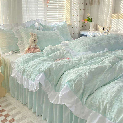 Luxe Double Layer Lace-Embroidered Bedding Set for Ultimate Comfort