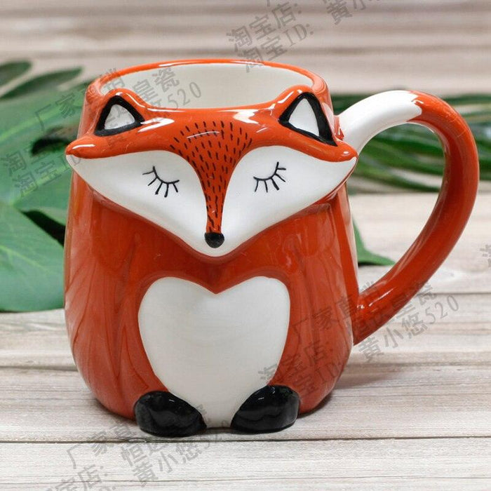 3D Fox Ceramic Mug with Large 500ML Capacity - Adorable Animal Design