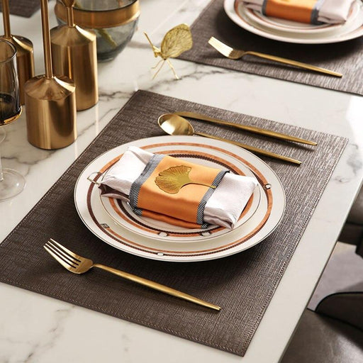 Luxury Geometric Ceramic Dinner Plate Set with Glass Inclusion - Elevate Your Dining Experience