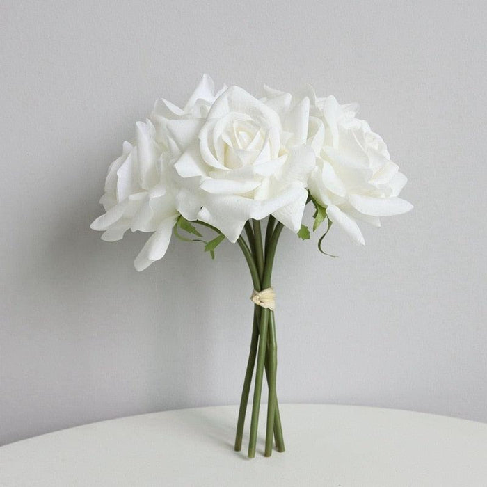 Real Touch Washable Rose Hand Flower Mini Bunch - Wedding Room Decor