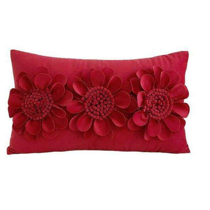 Pink and White Floral Velvet Tufted Throw Pillow Set with Fringe Trimming