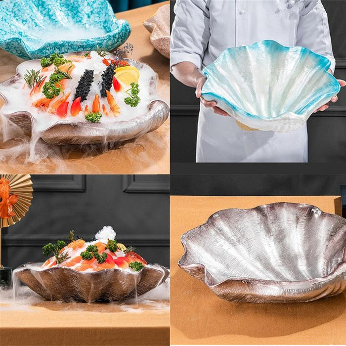 Japanese Seafood Sushi Fish Sashimi Serving Platter with Dry Ice Display