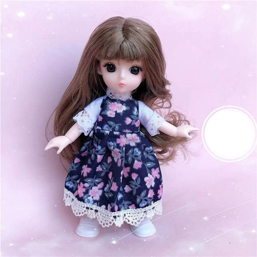 16cm Mini Princess Doll with Multi-Color Hair and Dress-Up Clothes - Creative Play Toy