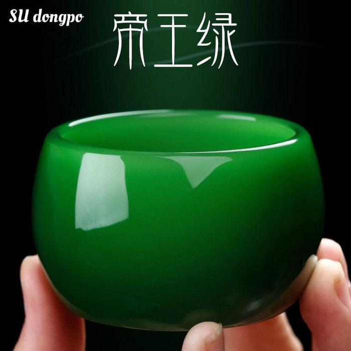 Jade Porcelain Large Green Tea Cup Set - Vert Empire Master Cup & Kung Fu Tea Set