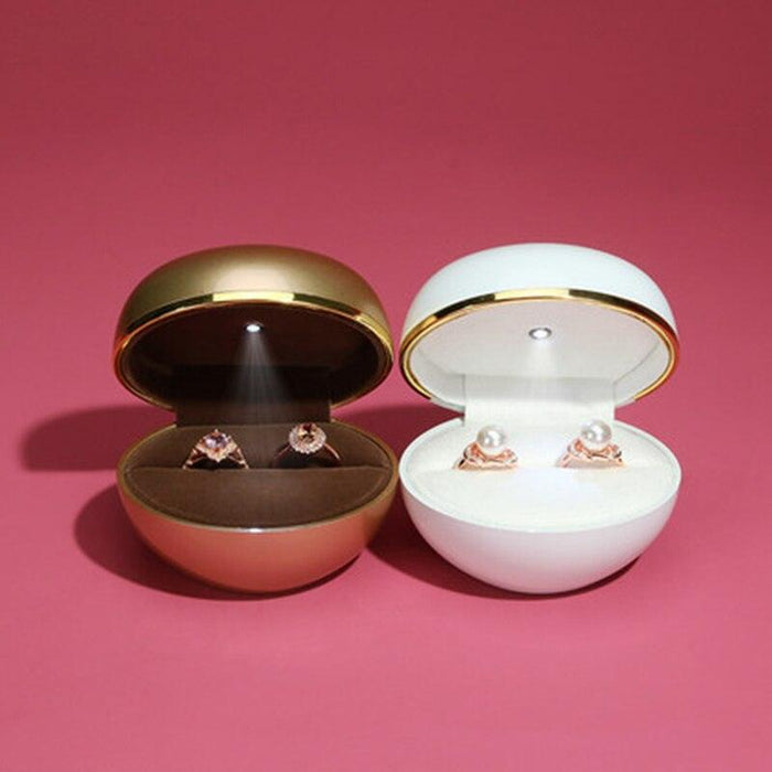 Illuminate Your Jewelry Collection with our Elegant Egg-Shaped LED Ring Box