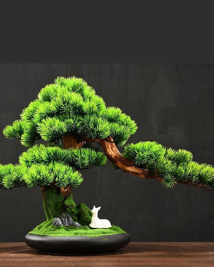 Tranquil Retreat Faux Pine Bonsai - Elegant Zen Decor Element