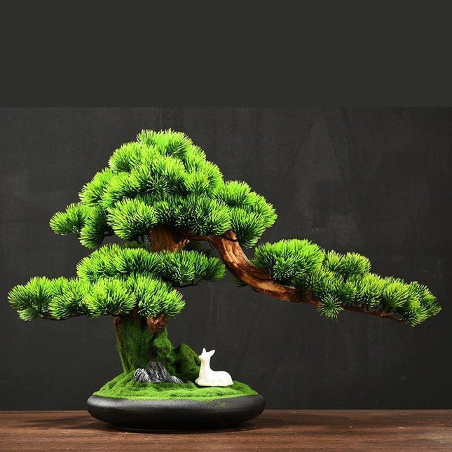 Tranquil Retreat Faux Pine Bonsai - Elegant Zen Decor Element