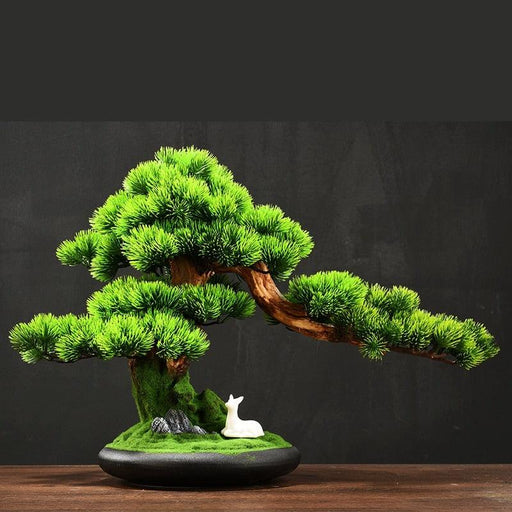 Zen-Inspired Faux Pine Bonsai - Hassle-Free Decor Element