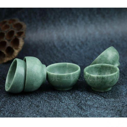 Exquisite Hand-Carved Green Jade Kung Fu Tea Cup Set - 25ml Premium Drinkware Collection