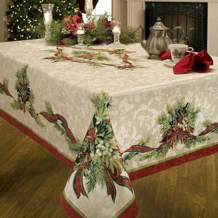 Joyful Christmas Striped Tablecloth - Waterproof Festive Home Decor