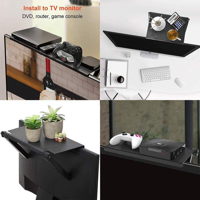 Versatile Adjustable Desktop Stand with Integrated Media Organizer in Chic Black or White